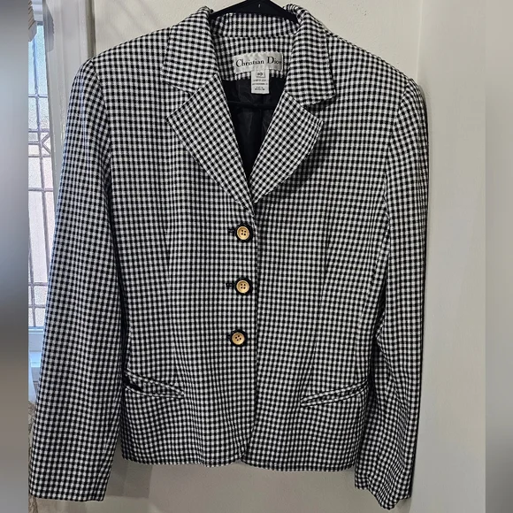Christian Dior Plaid Print Blazer. - Picture 3 of 10